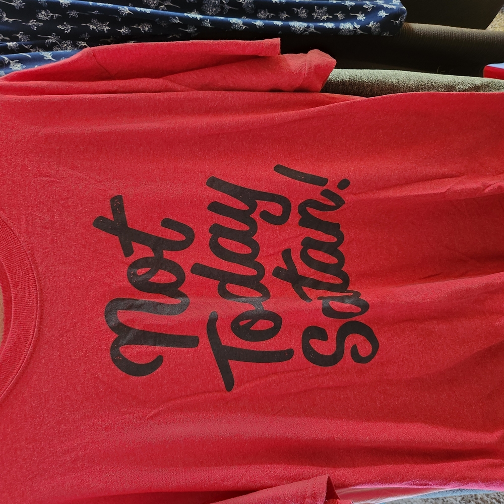 Red Graphic Tee with Bold Text